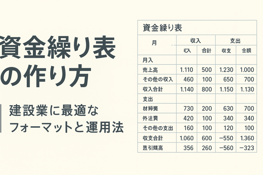 資金繰り表の作り方｜建設業に最適なフォーマットと運用法　1