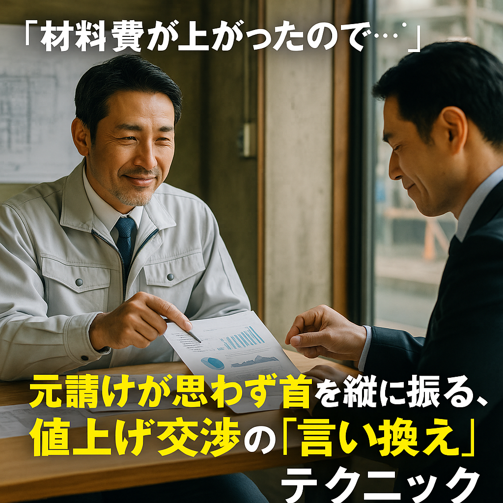 No.23 「材料費が上がったので…」は禁句。元請けが思わず首を縦に振る、値上げ交渉の「言い換え」テクニック